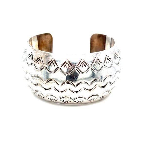 Sterling Silver Native American Thick Cuff - Picture 1 of 7